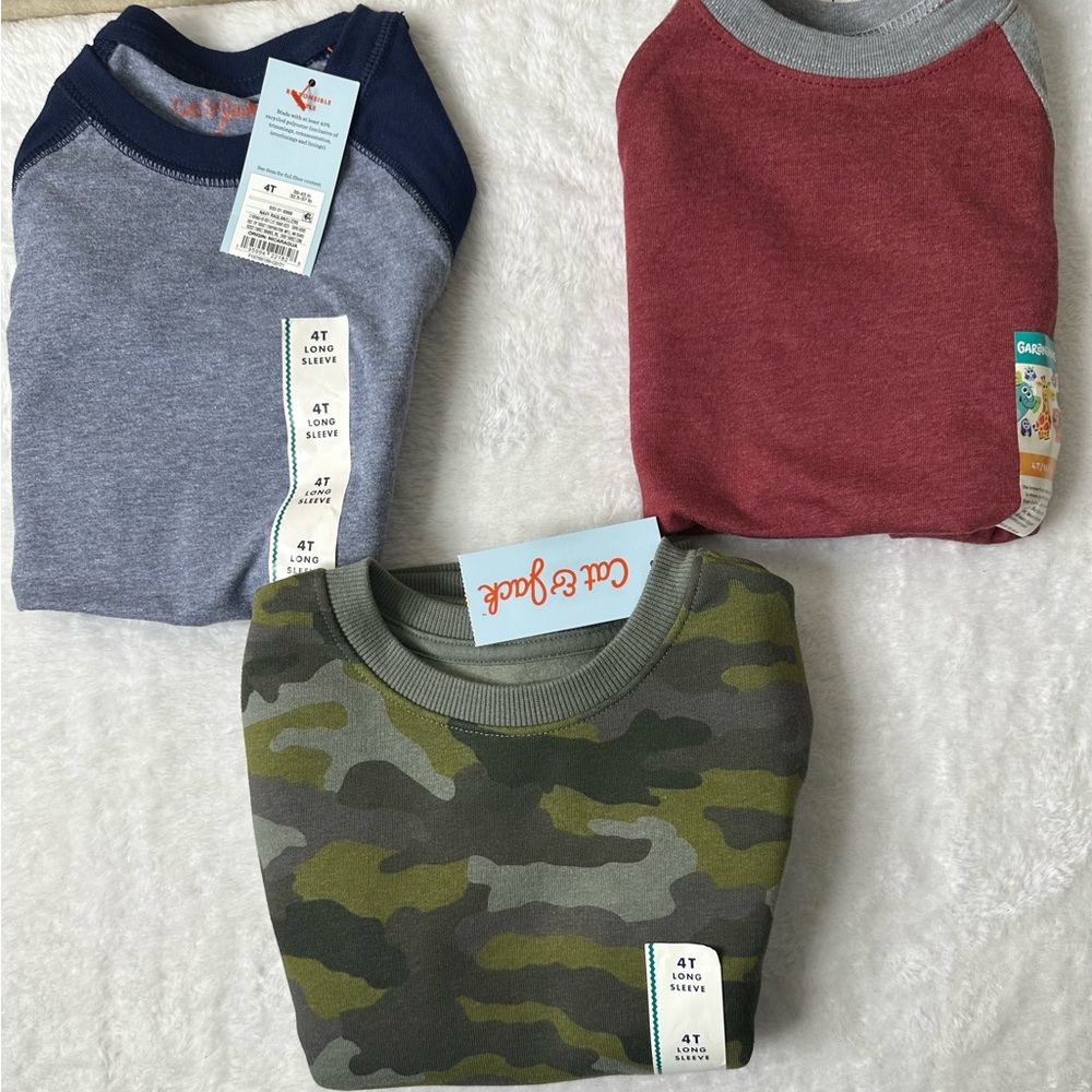 Garanimal and Cat and Jack Kids Long Sleeve Tees - Camouflage, Red, and Blue